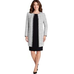 NWT Tahari 2 Piece Tweed Jacket Black Dress Career Suit Dress Size 16